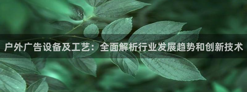 杏宇平台总代理电话：户外广告设备及工艺：全面解析行业发展趋势和创新技术