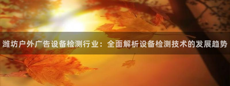 杏宇官方平台官网入口：潍坊户外广告设备检测行业：全面解析设备检测技术的发展趋势